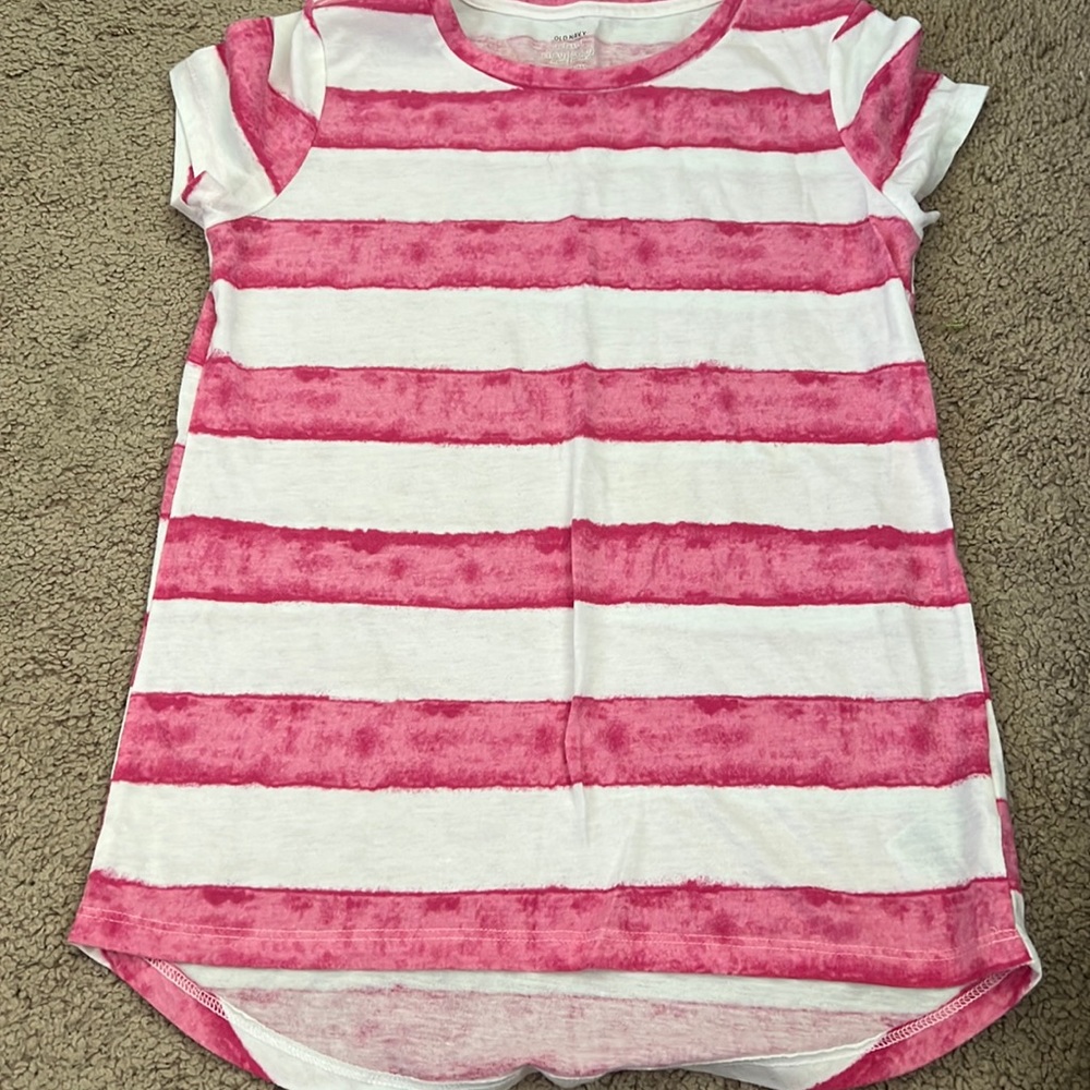 Girls stripped pink and white tshirt
